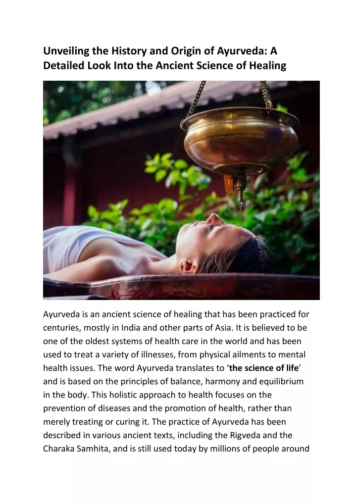 unveiling the history and origin of ayurveda