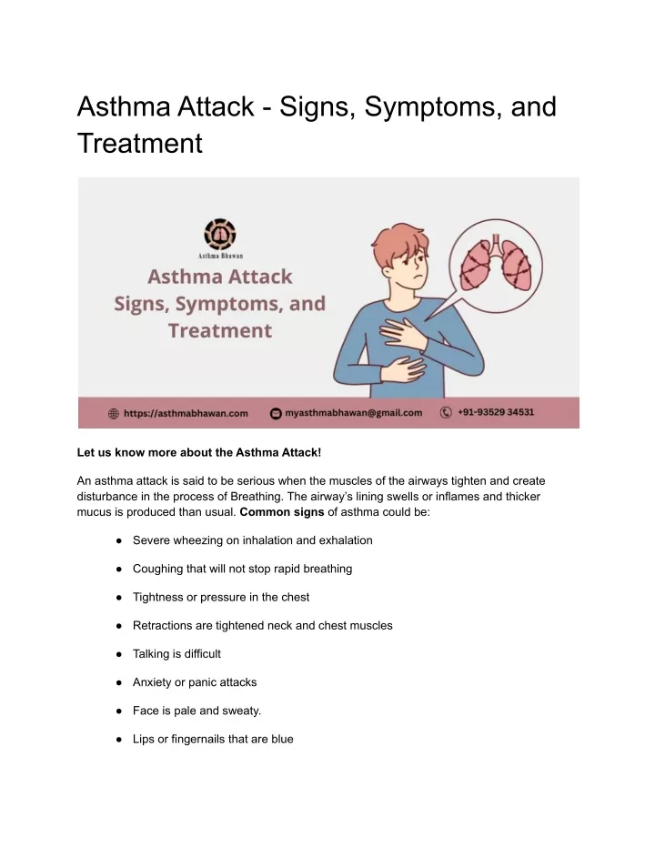 asthma attack signs symptoms and treatment