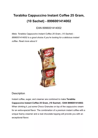torabika cappuccino instant coffee 25 gram