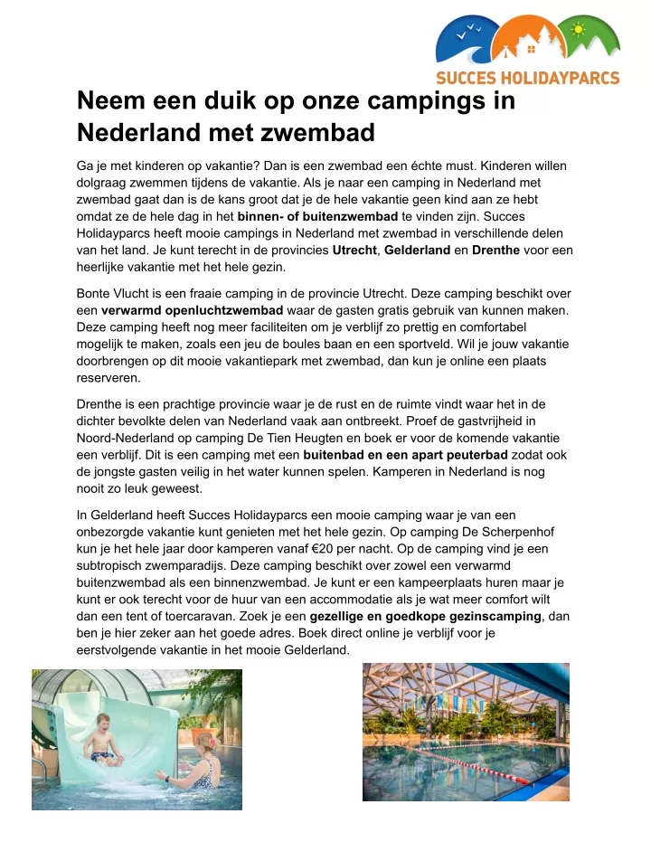neem een duik op onze campings in nederland