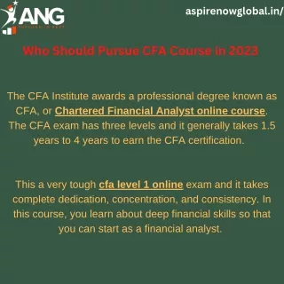 Online CFA Program | Who Should Pursue CFA Course in 2023 