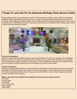 Things To Look Out For An Awesome Birthday Party Venue In Delhi