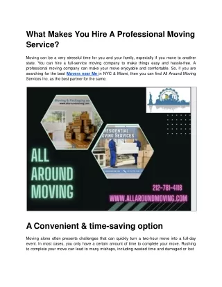 What Makes You Hire A Professional Moving Service