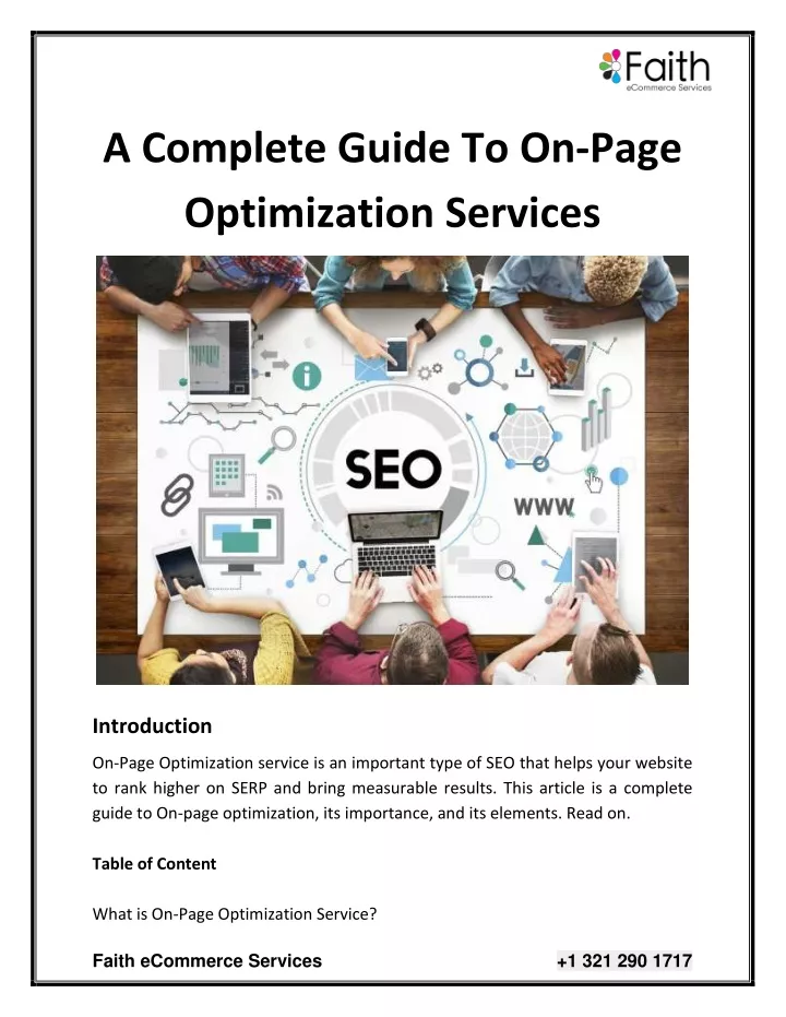 a complete guide to on page optimization services