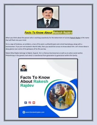 Facts To Know About Rakesh Rajdev
