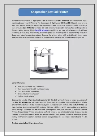 snapmaker best 3d printer
