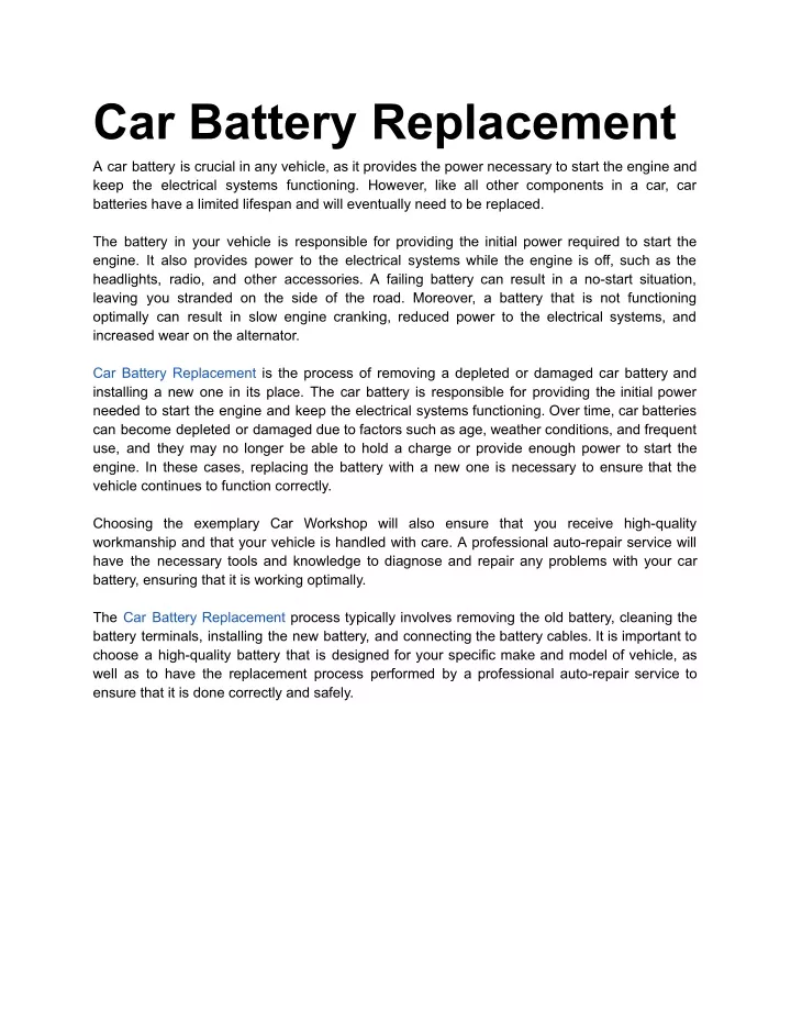 car battery replacement