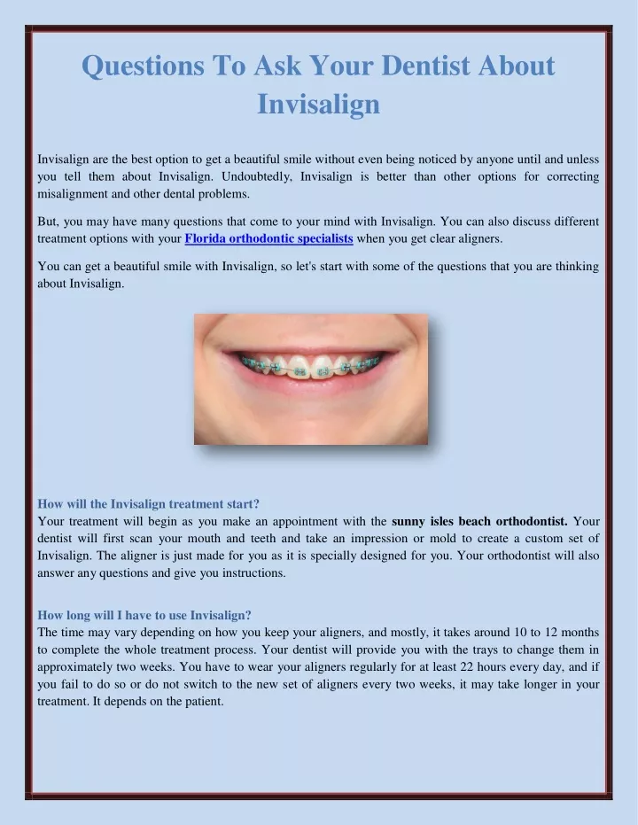 questions to ask your dentist about invisalign