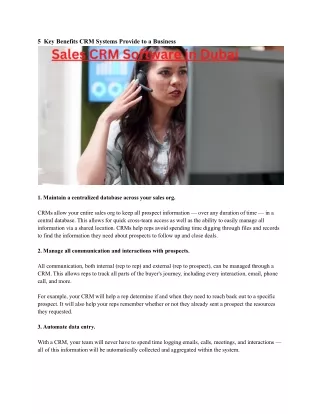 5 key benefits crm systems provide to a business
