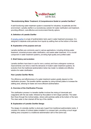 Revolutionizing Water Treatment: A Comprehensive Guide to Lamella Clarifiers