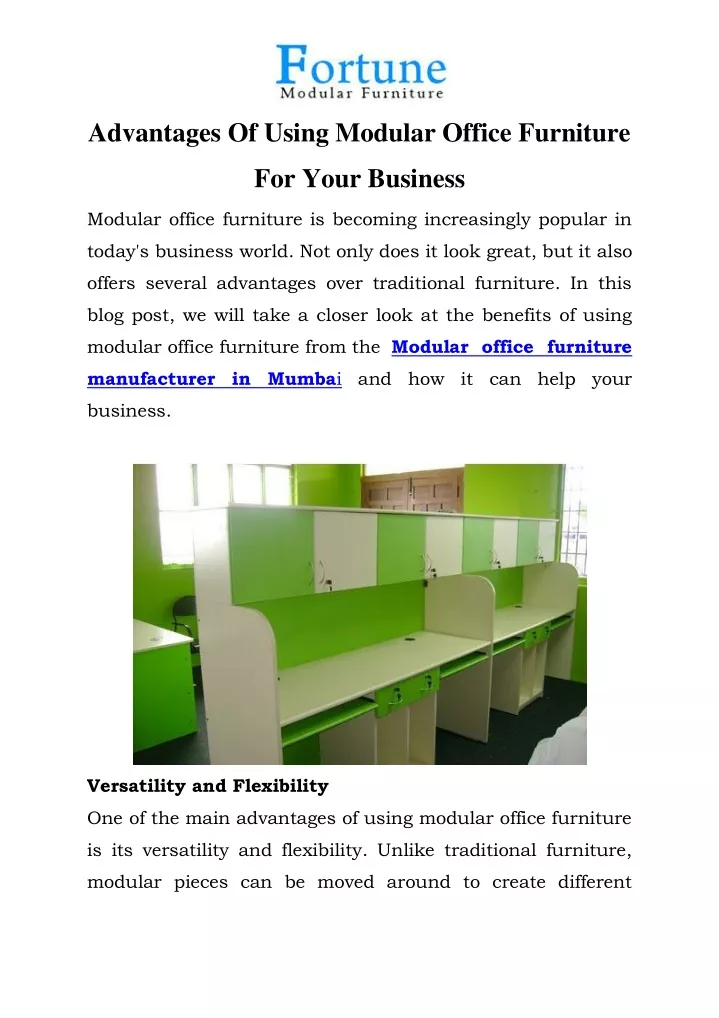 advantages of using modular office furniture
