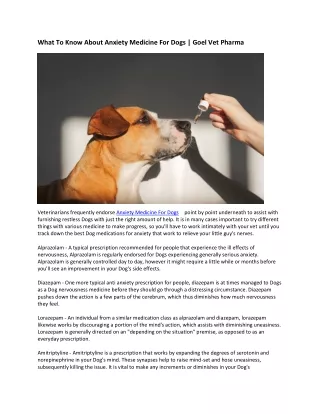 anxiety medicine for dogs Goel Vet Pharma