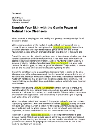 Nourish Your Skin with the Gentle Power of Natural Face Cleansers