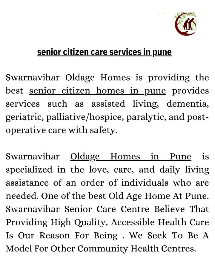 senior citizen care services in pune