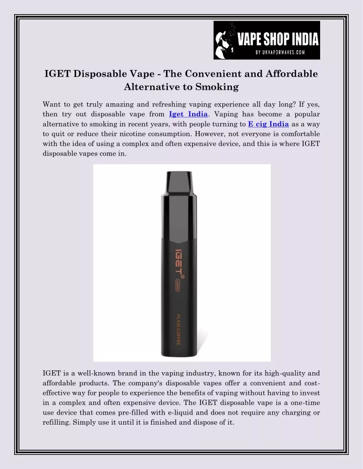 iget disposable vape the convenient