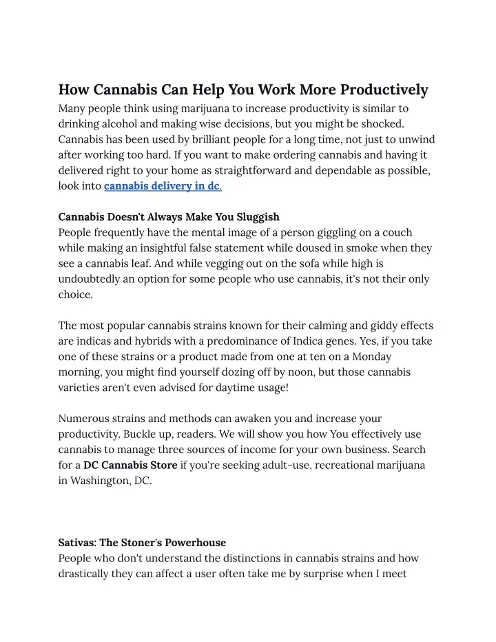 how cannabis can help you work more productively