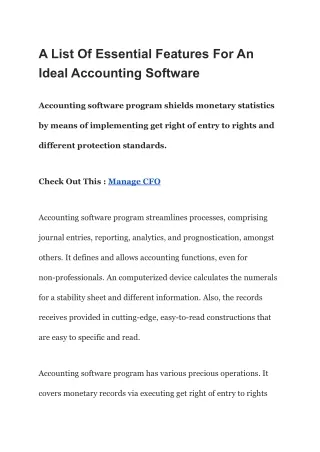 A List Of Essential Features For An Ideal Accounting Software