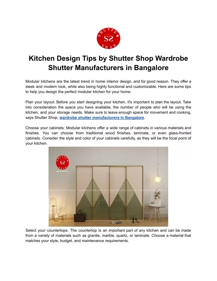 kitchen design tips by shutter shop wardrobe