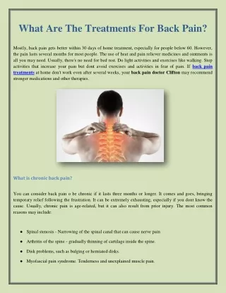 What Are The Treatments For Back Pain?