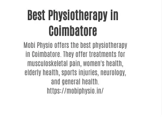 Best Physiotherapy in Coimbatore