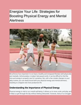 Energize Your Life: Strategies for Boosting Physical Energy and Mental Alertness