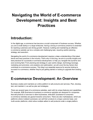 Navigating the World of E-commerce Development_ Insights and Best Practices