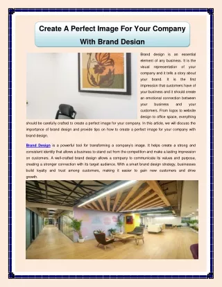 create a perfect image for your company