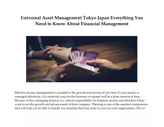 Universal Asset Management Tokyo Japan Everything You Need to Know About Financial Management