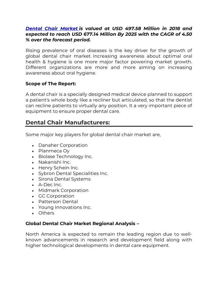 dental chair market is valued