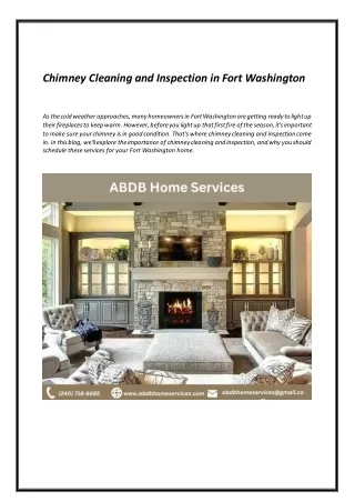 Chimney Cleaning and Inspection in Fort Washington