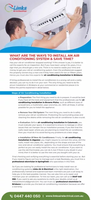 WHAT ARE THE WAYS TO INSTALL AN AIR CONDITIONING SYSTEM & SAVE TIME?