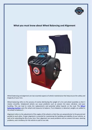 What you must know about Wheel Balancing and Alignment