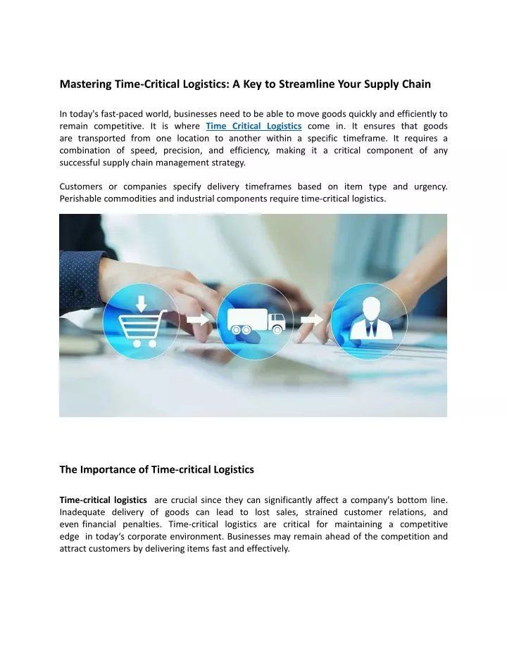 mastering time critical logistics