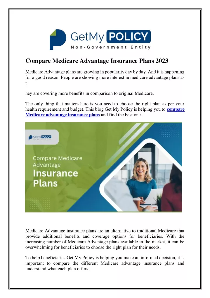 compare medicare advantage insurance plans 2023