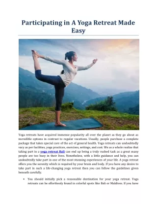Participating in A Yoga Retreat Made Easy