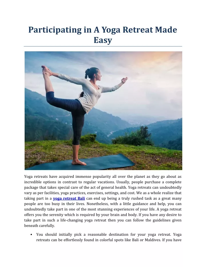 participating in a yoga retreat made easy