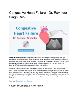 congestive heart failure dr ravinder singh rao