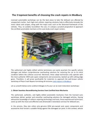 The 3 topmost benefits of choosing the crash repairs in Modbury.docx