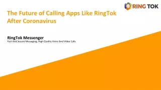 The Future of Calling Apps Like RingTok After Coronavirus