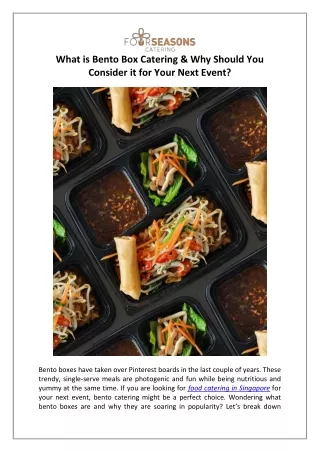 What is Bento Box Catering & 5 Reasons To Choose It for Your Next Event