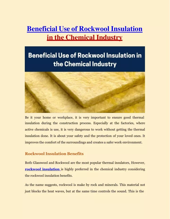 beneficial use of rockwool insulation in the chemical industry