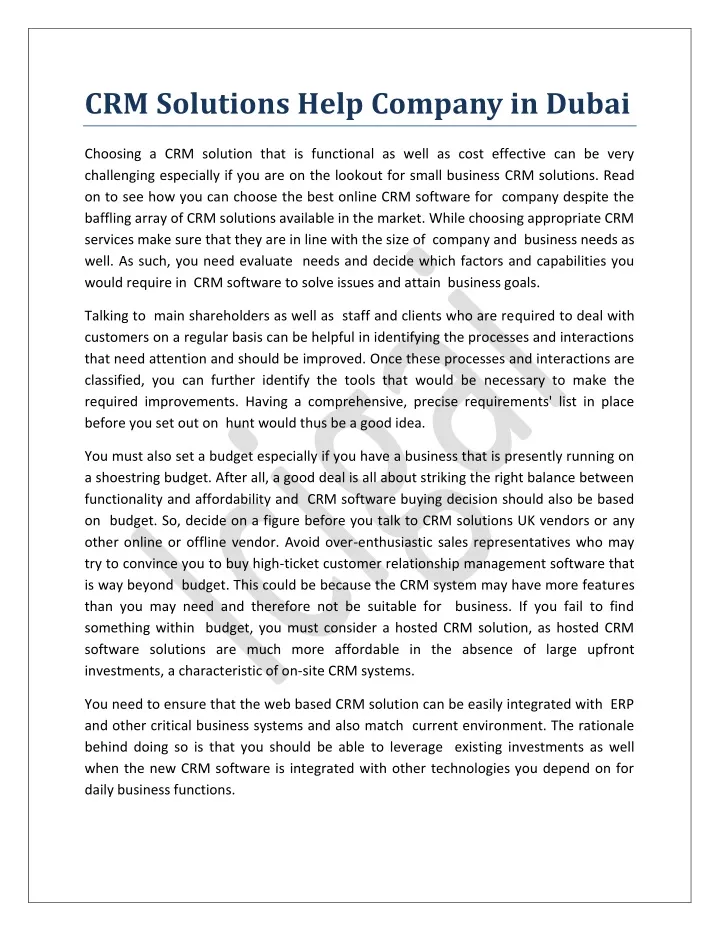crm solutions help company in dubai