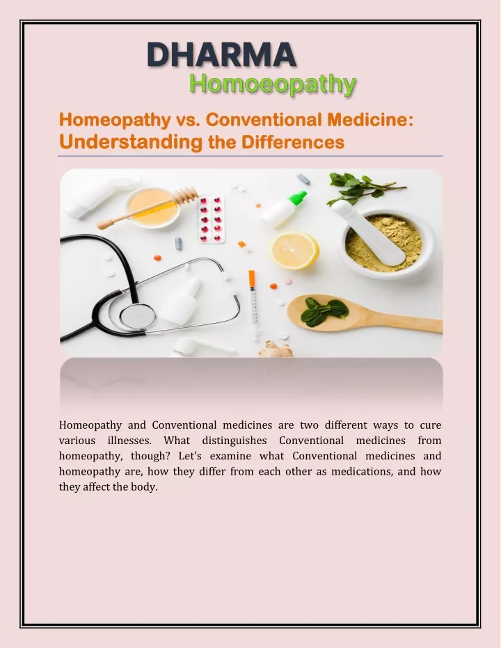 homeopathy vs conventional medicine homeopathy