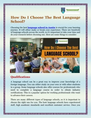 How Do I Choose The Best Language School