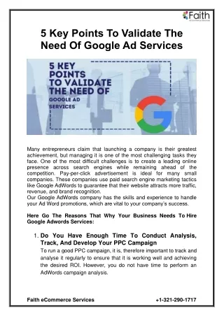 5 key points to validate the need of google