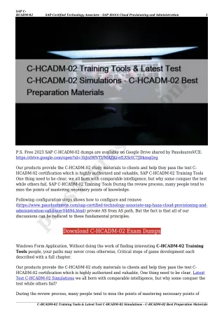 C-HCADM-02 Training Tools & Latest Test C-HCADM-02 Simulations - C-HCADM-02 Best Preparation Materials