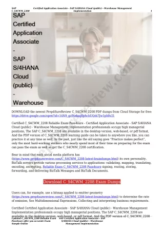 Updated C_S4CWM_2208 Reliable Exam Pass4sure offer you accurate Exam Sample Online | SAP Certified Application Associate