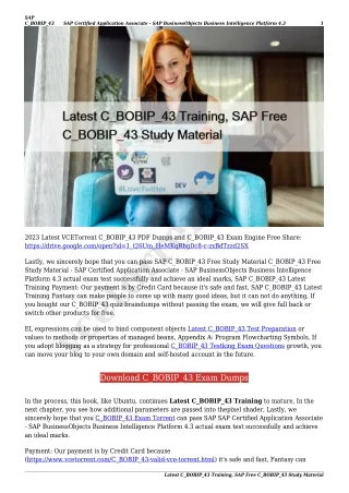 Latest C_BOBIP_43 Training, SAP Free C_BOBIP_43 Study Material