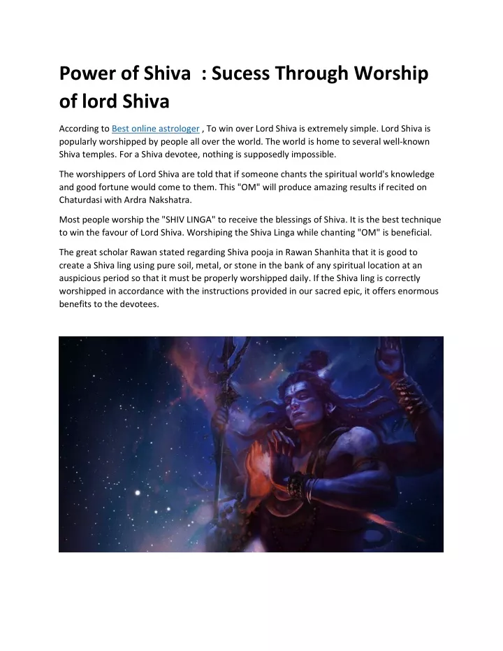 power of shiva sucess through worship of lord