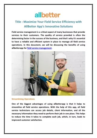 title maximize your field service efficiency with